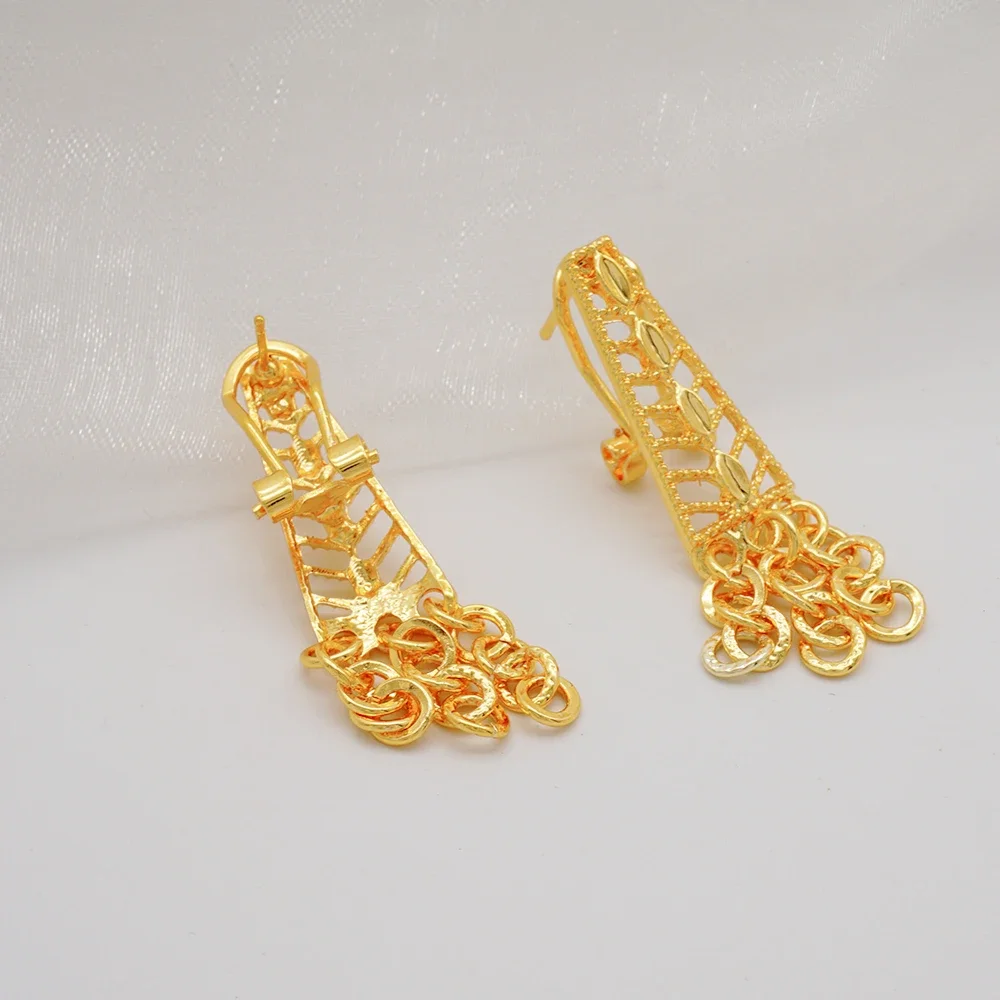 S342ef879657843a49654c0f7b335bc73p Middle East Golden Long Necklace with Tassel Jewelry Set for Women Tassel Earrings for Bridal Set Party Gift Mallzona