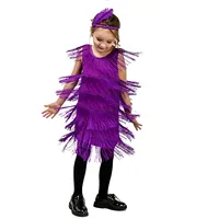 Robe à clapet pour filles, danse latine, franges à paillettes, Costume à clapet pour enfants des années 1920, tenue à franges de Jazz pour fête, robe de spectacle en salle de bal 4