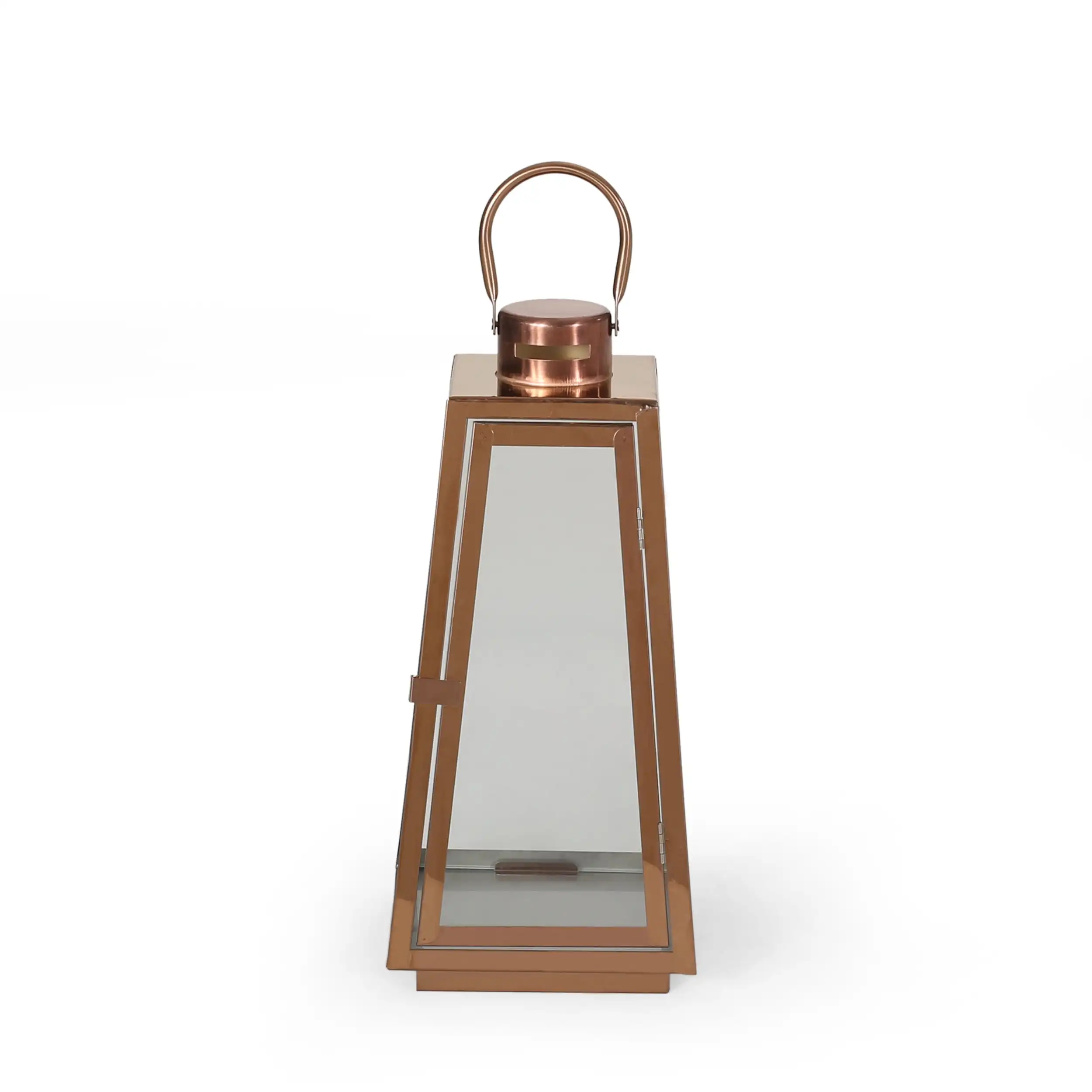 

Noble House Van 15" Modern Stainless Steel Lantern Rose Gold