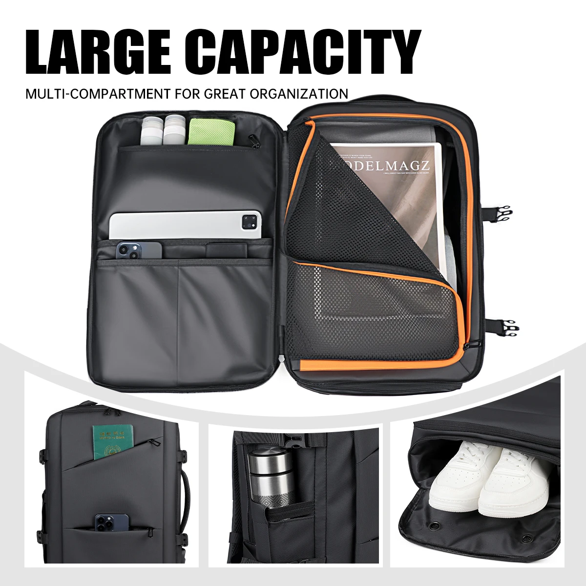New Men's Backpack, Fashionable for Work and Commuting, Computer Business Backpack, Large Capacity for Business Trips, Boarding and Travel, Expandable Capacity