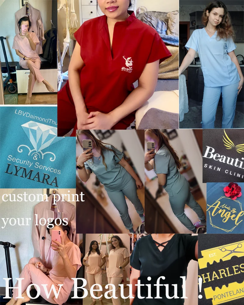 Uniforms Women Printing Scrubs Sets Pet Grooming Dentistry Suits Summer Workers Top Workwear Nursing Medical Outfit