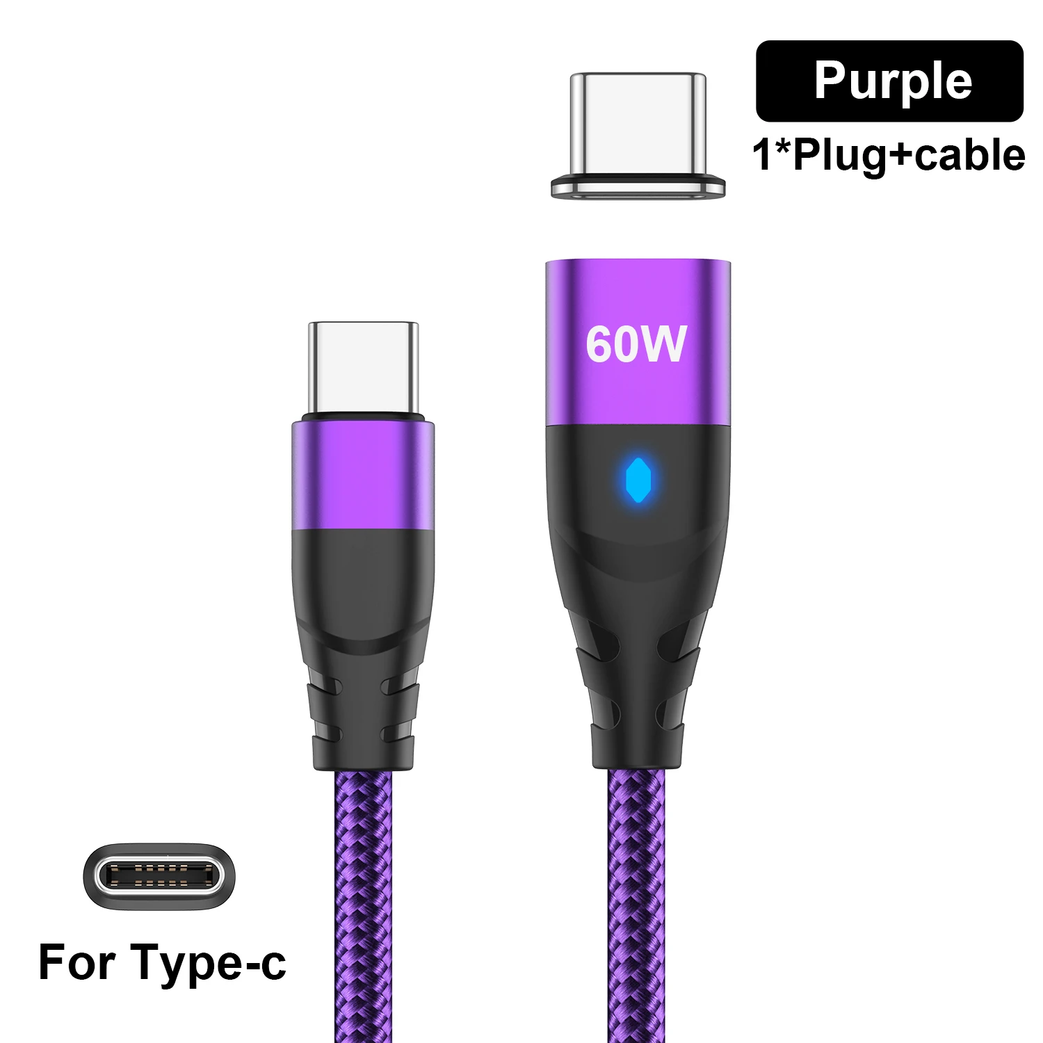 ตัวเลือกสินค้า สายชาร์จแม่เหล็ก USB-C ถึง Type-C และ Micro สำหรับ iPhone Samsung