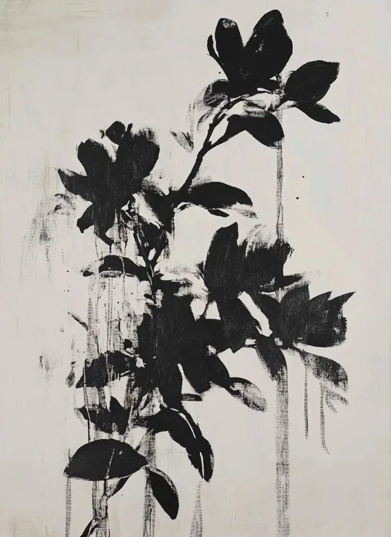 Monochrome Flowing Lines Ink Landscape Minimalist Canvas Art