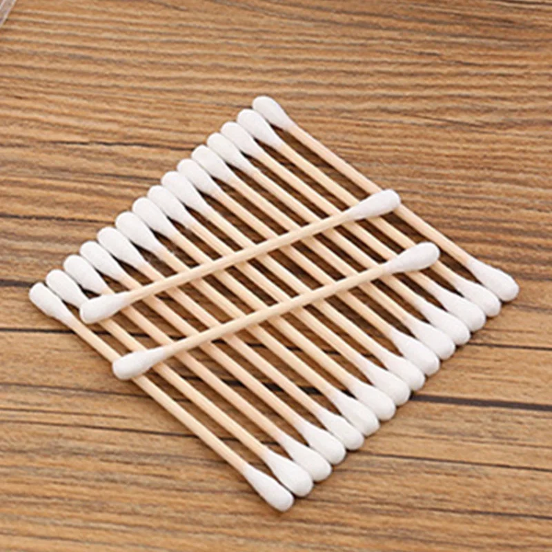 100pcs/bag Baby Cotton Swabs Disposable Wood Swabs Cotton Bud Rod for Baby Health Care Girls Makeup Random Package cotton swabs
