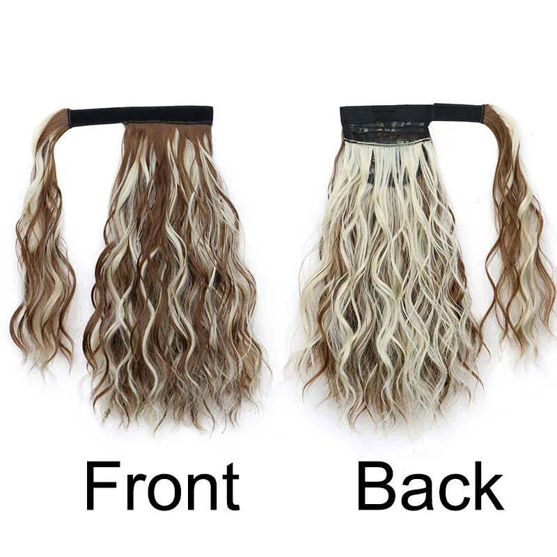 Synthetic Curly Wrap Around Clip in Ponytail Hairpiece Fake Hair Extension 14Inch For Women Blonde Brown Short