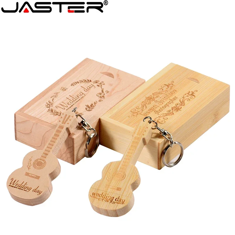 JASTERWoodenGuitarUSBFlashDrives128GBFreeCustomLogoPenDrive