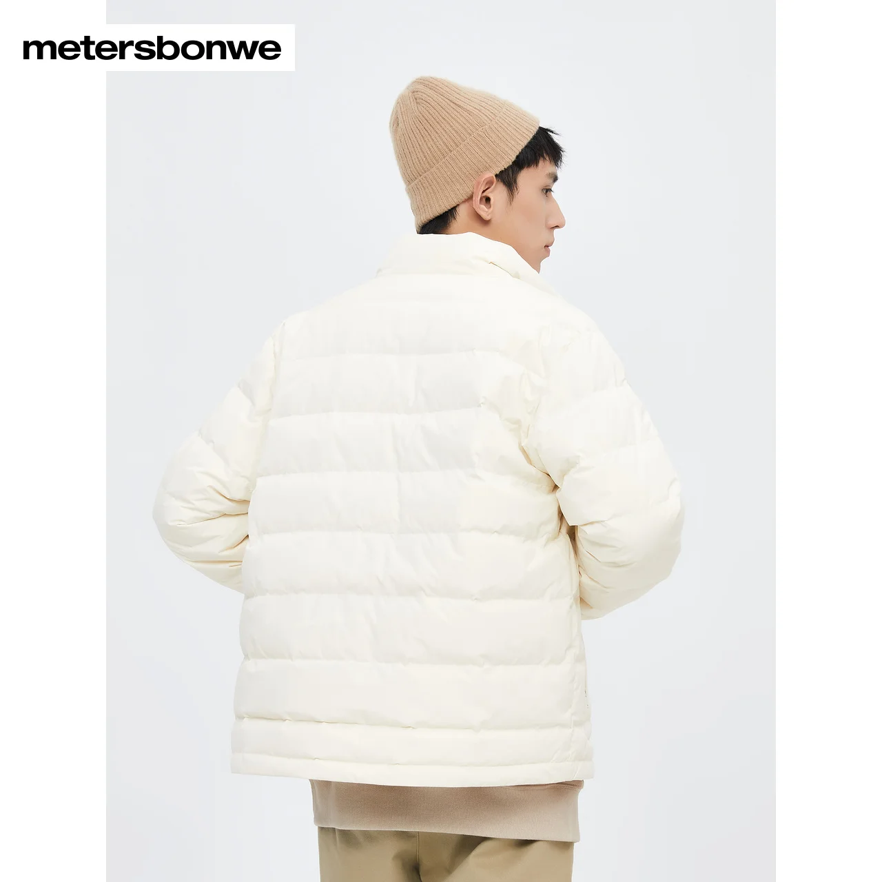 Metersbonwe Men's 22New Winter Lightweight Solid Color Fit Down Jackets Stand Collar Ultra Light Warm Wear Youth Casual Outwear