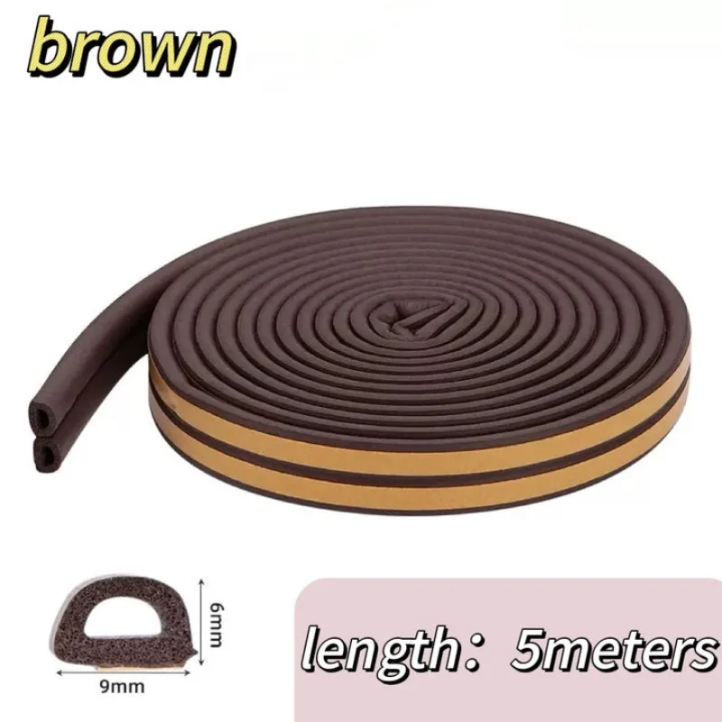 Weatherproof Self-Adhesive D-Shape Seal Strip for Doors and Windows, 10/5m
