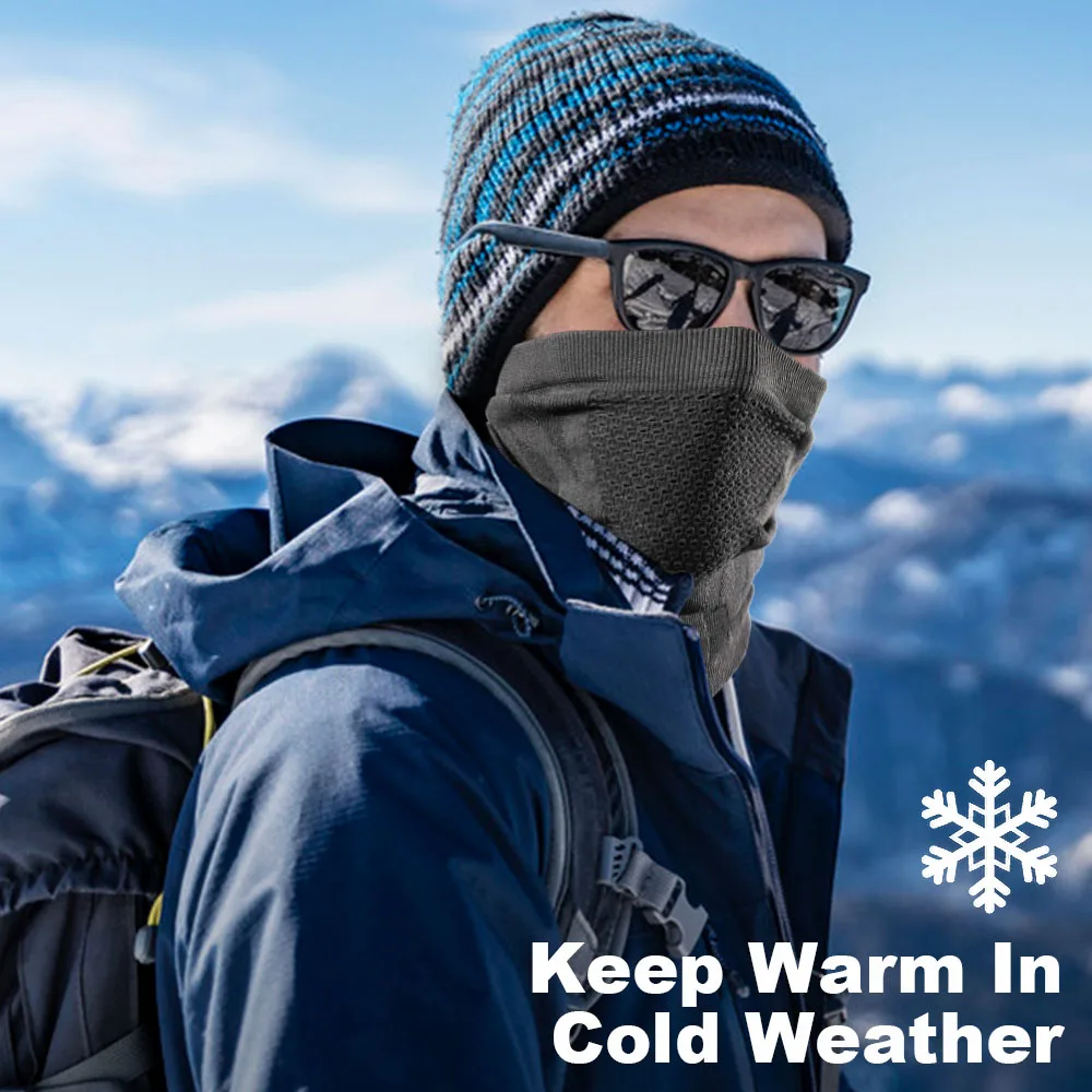 Winter Breathable Thermal Knitted Scarf Face Cover Neck Warmer Windproof Bicycle Cycling Ski Tube Scarf Hiking Masks