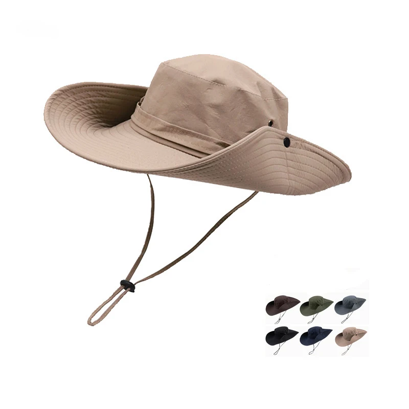 

VACIGODEN Fashion Summer Hiking Bucket Hat Men Outdoor Sport Breathability Sun Protection Hat Fishing Casual Foldable Cowboy Cap