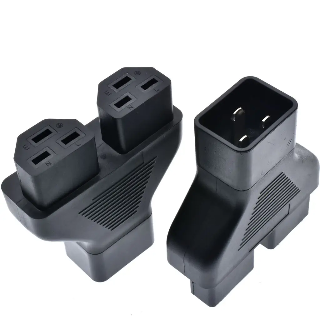 IEC 320 C20 Male to 2 X C21 Female Y Split AC  , 16Amp UPS Male to Female Y Split  