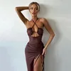 Sleeveless Sexy Female Midi Backless Dresses Slim Night Club Party Women's Dress Bodycon Vestidos Elegantes Para Mujer 1