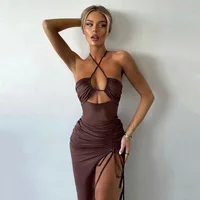 Sleeveless Sexy Female Midi Backless Dresses Slim Night Club Party Women's Dress Bodycon Vestidos Elegantes Para Mujer 1