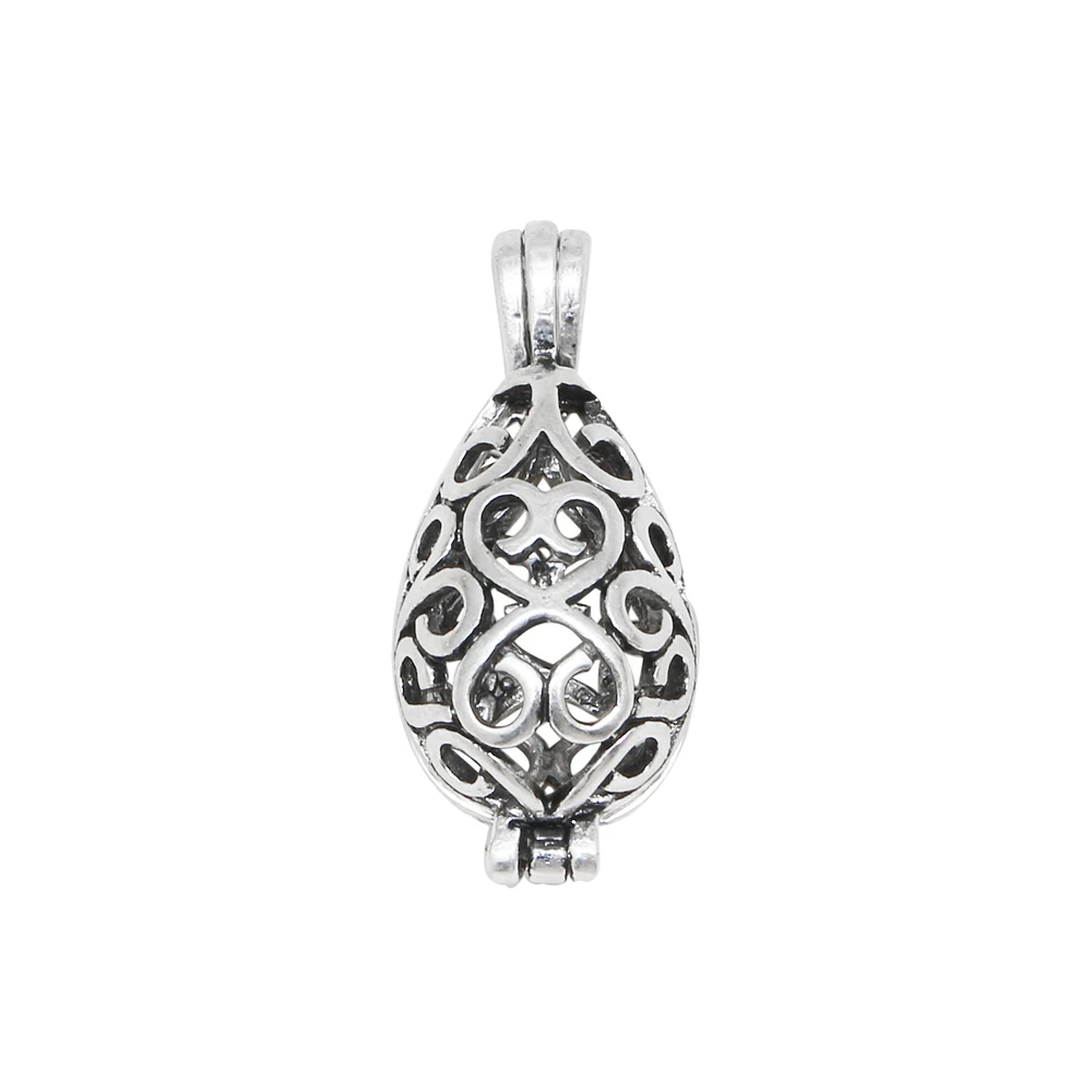 

10pcs Classic Antique Silver Water Drop Pearl Cage Jewelry Making Bead Aroma Essential Oil Diffuser Locket For Oyster