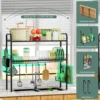 2tier Large over the Sink Drying Rack Kitchen Utensils cutting board Sponge detergent storage shelf Anti rust Black White 3