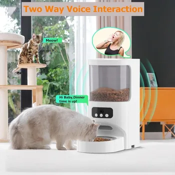 Automatic Cat Feeder with Camera,5G&2.4G WiFi Pet Feeder 1080P HD Pet Food Dispenser with Night Vision,Timed Smart 4