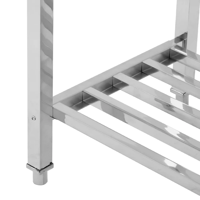 ROVSUN Stainless Steel Work Table 24x24 Inch - Heavy Duty Prep Table With Hooks & Adjustable Shelf For Kitchen Garage Restaurant