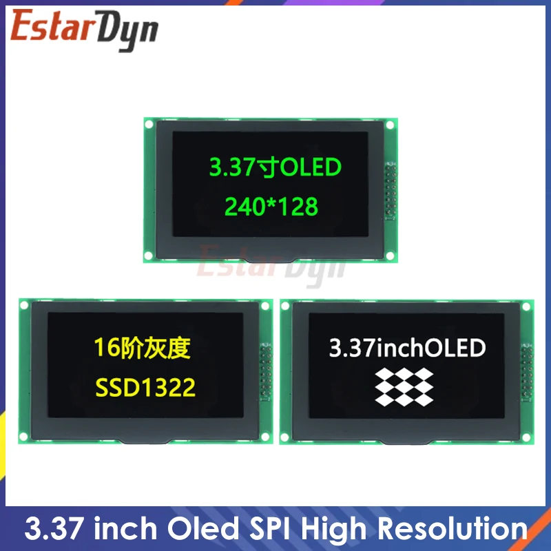 

Estardyn 3.37 Inch 3.37" oled Display Module HD LCD LED Screen 240×128 SPI Interface SSD1322 For Arduino