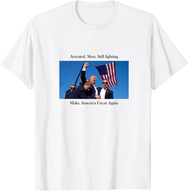 Donald Trump Shooting incident Cotton T-shirt Donald Trump Supporter Printing T-Shirt Fashion Cotton Casual Mens T-Shirt 2