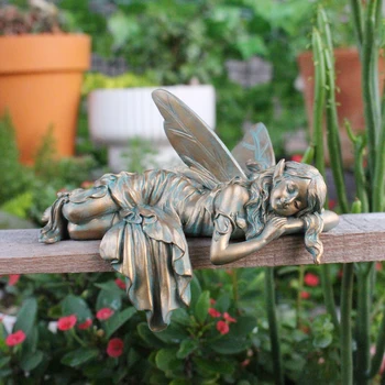 Statue en résine féerique de fleurs en cuivre, Position de couchage, jardin de printemps, vitalité, salon, balcon, Pot de fleur, ornement de bureau, 1 pièce 1