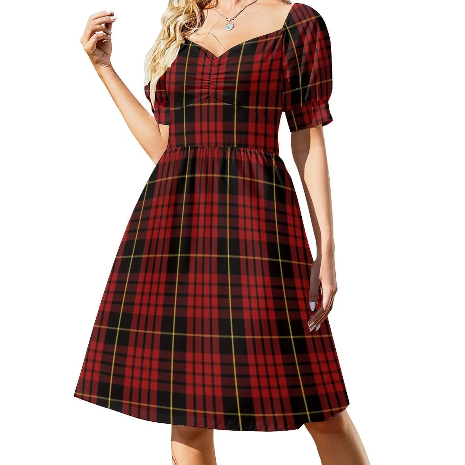 Vestido de manga corta a cuadros del clan Mac, vestidos de mujer para ocasiones especiales, vestidos para mujer