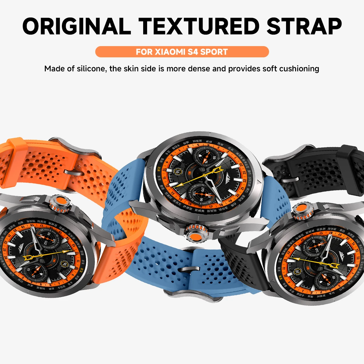 Breathable Silicone Sport Wristband, 22mm Strap