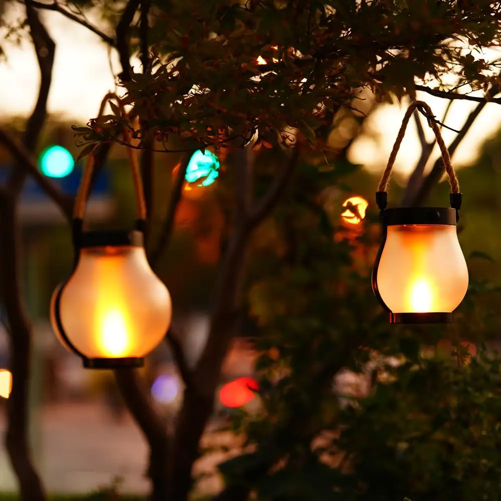 Solar Flame-Effect Lights — Flickering Garden Lantern