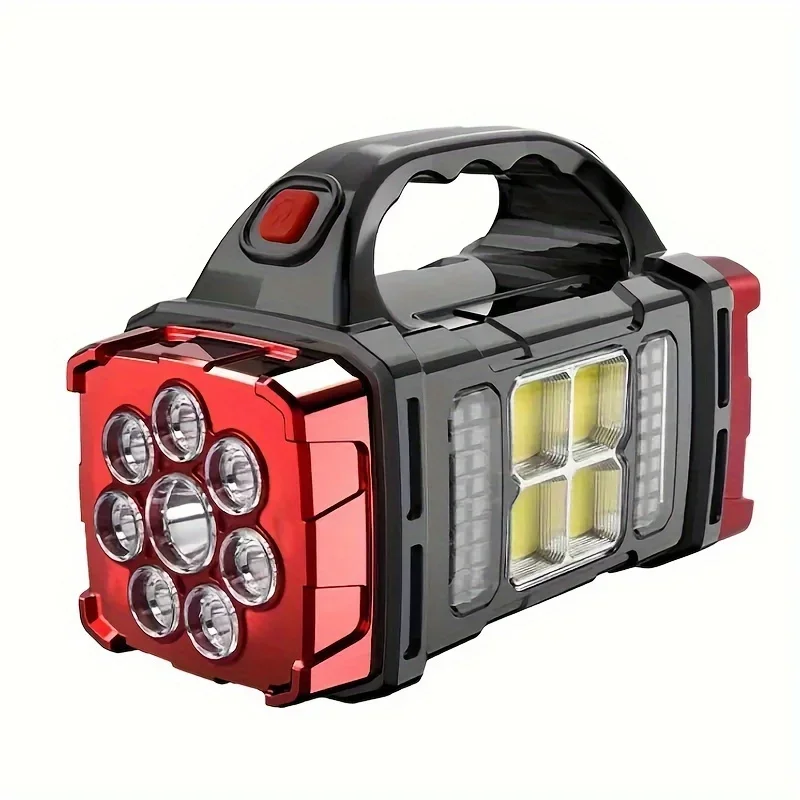 1pc Multi-Mode LED Flashlight Solar USB Rechargeable Water-Resistant Long-Range Beam for Camping Hiking Outdoor Adventures