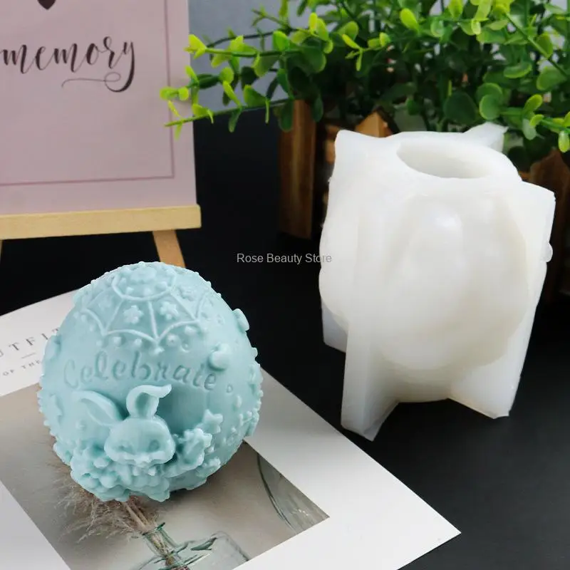 3D Egg Silicone Candle Mold Ball Soap Resin Plaster Mould Chocolate Cake Ice Making Set Home Decor Gift Easter Decorations