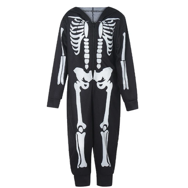 Unisex Skelet Familie Pyjama Onesie Voor Vrouwen Halloween Dress Up Party Volwassen Kinderen Onesie Kostuum -