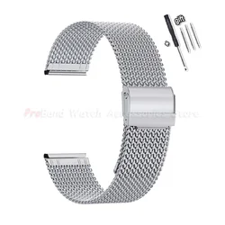 Mesh Milanese Loop Stainless Steel Watch Band with Double Press Folding Buckle - 18mm (SILVER)
