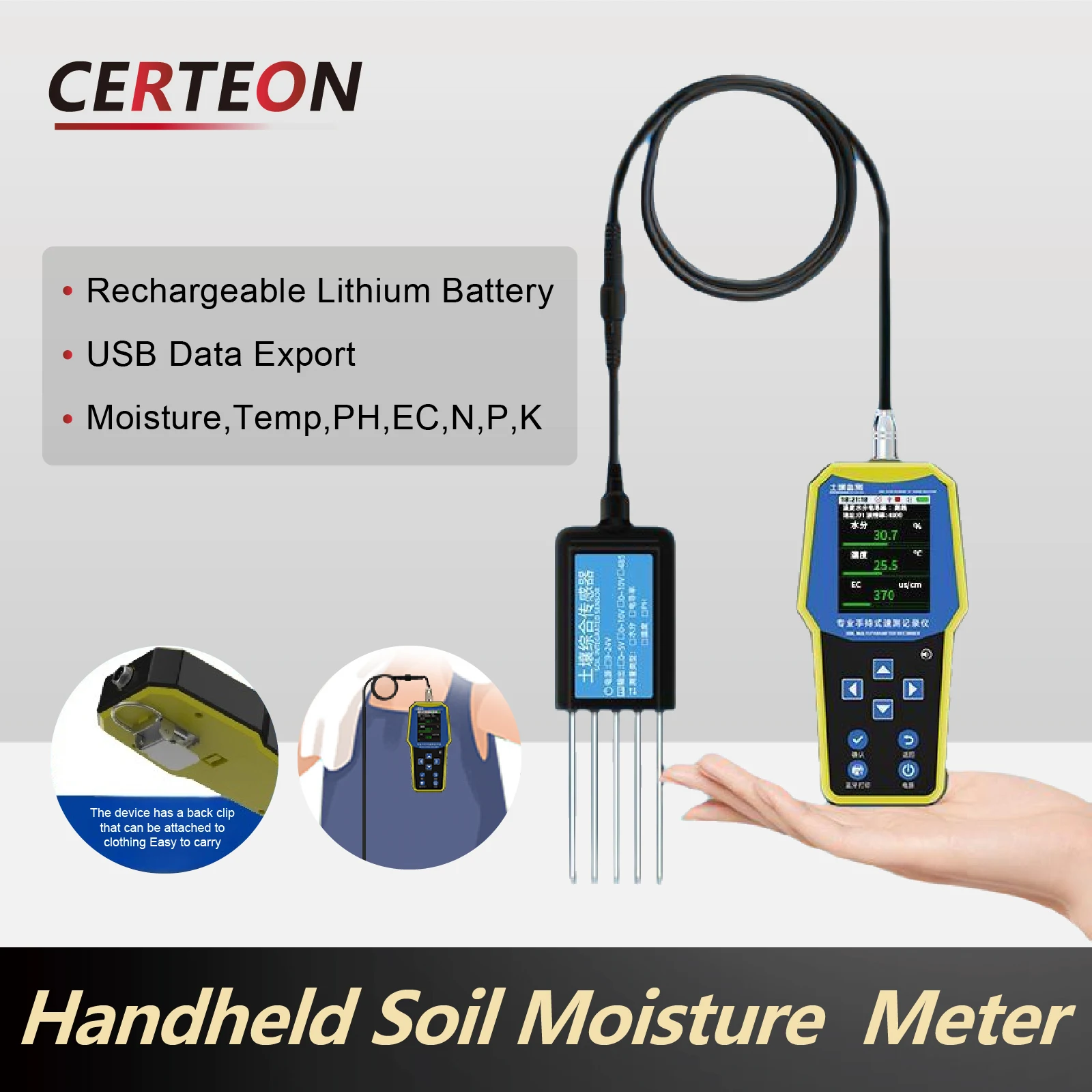 HOT 4/7 in 1 Soil Tester Digital Soil pH Moisture Temperature Humidity ...