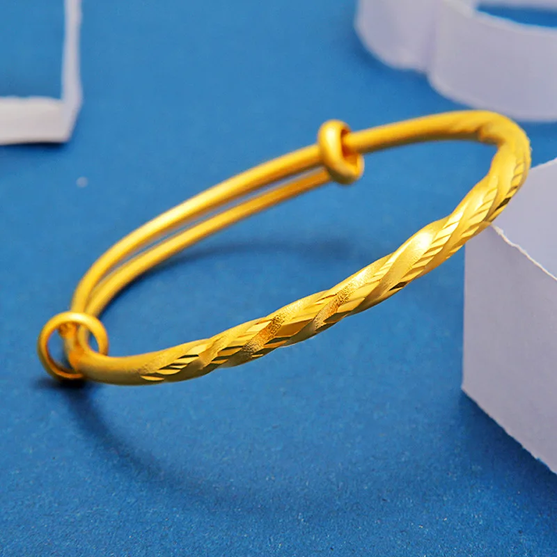 

Pure Gold 18K Yellow Color Precision Push Pull Bracelet for Women's Wedding Party Gold Bangle Gifts Jewelry Not Fade