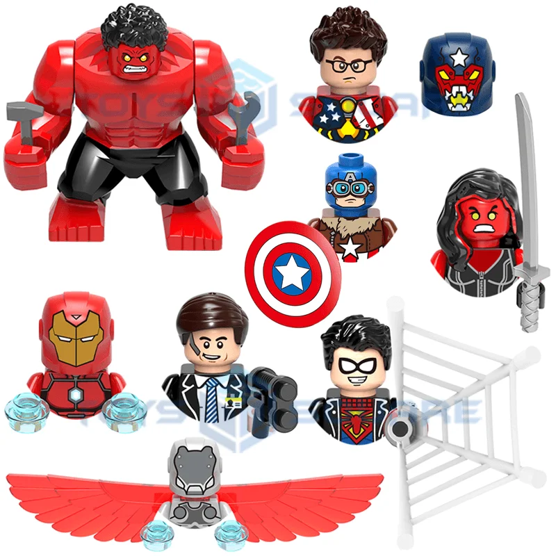 

Суперадаптер Капитан Америка, Железный Паук, красный молот, кулсон, мужская модель, строительные блоки, набор для подарка, игрушки X0151