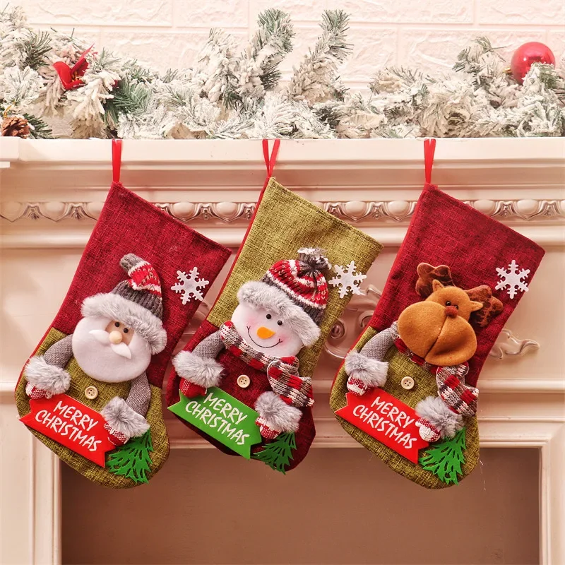 

The New Cross-border Large Christmas Stocking Gift Bag Letter Brand Decorated The Elderly Children Candy Cartoon Gift Bag