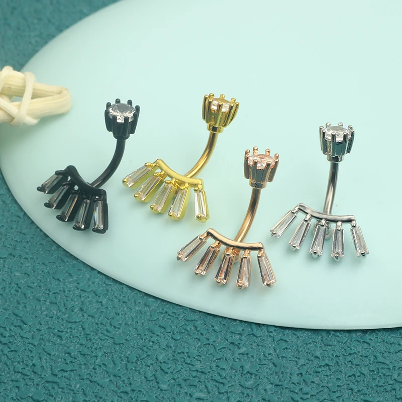 Body Jewelry Ombligo 14G Crystal CZ Belly Button Ring Stainless Steel Flower Snake Heart Belly Ring Piercing dangle navel jewelr