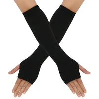 Warmer Knitted Long Fingerless Gloves Elbow Mittens Christmas Acces Gift Fashion Women Emo Gloves Lady Striped Elbow Gloves - Image 4