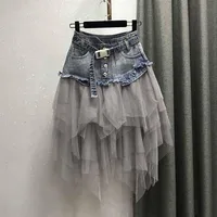 Mittellanger Jeans Tüll Rock für Mädchen