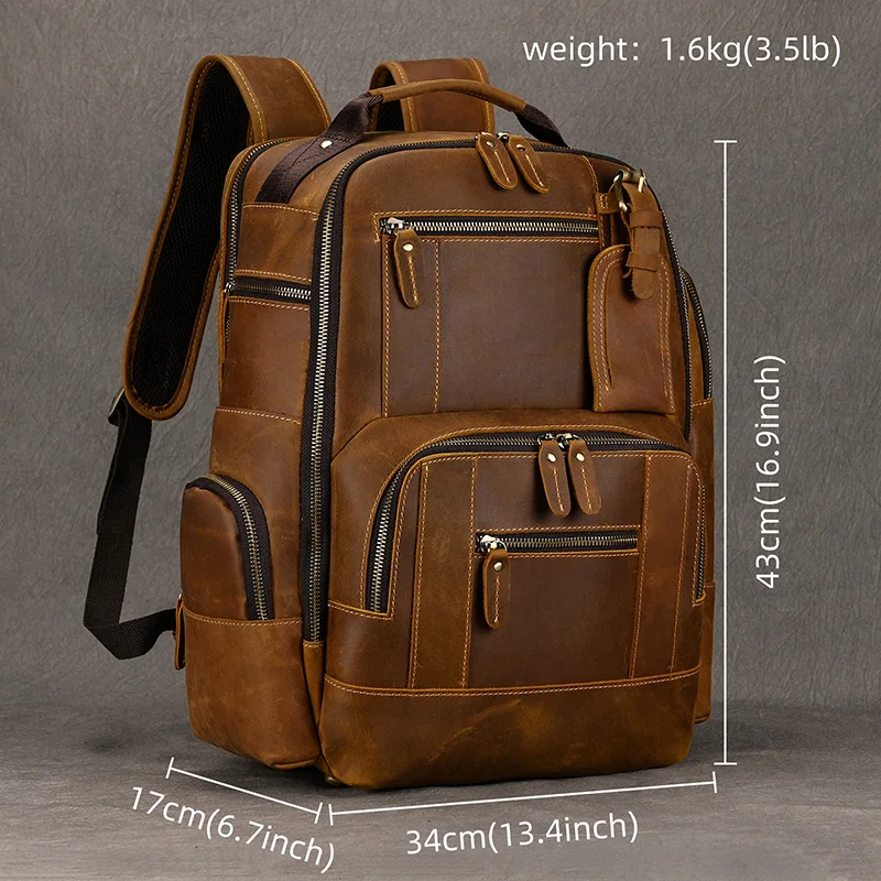 Leather College Backpack For Men