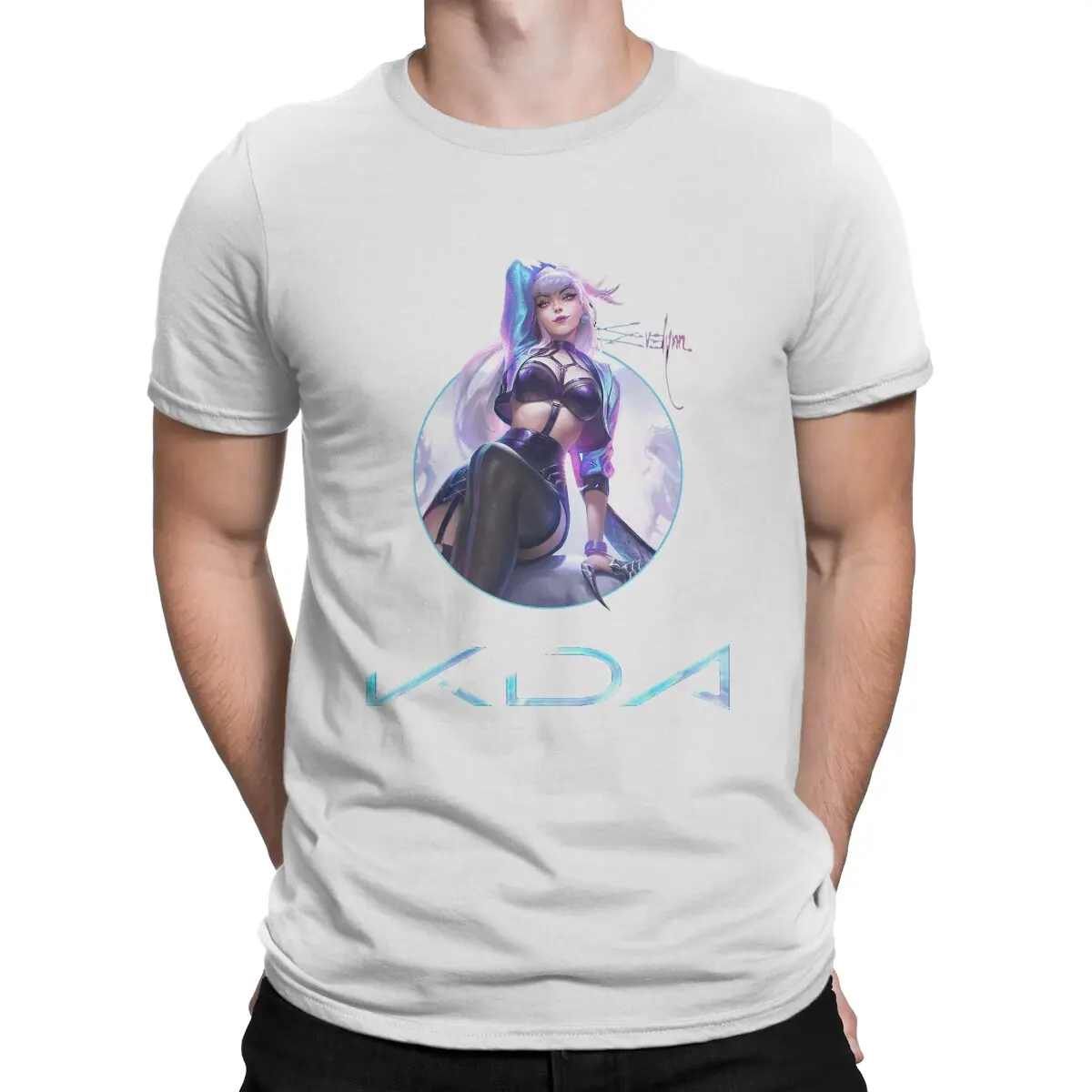 Camiseta Evelynn All Out para hombre, estilo Arcane League of Legends, LOL Game, de algodón vintage, cuello redondo, manga corta