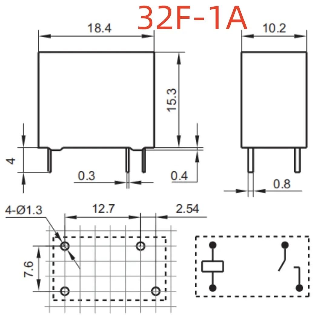 New YX201H-S-105DM ; YX201H-S-109DM ; YX201H-S-112DMF (32F-1A-10A) Relay 4pins