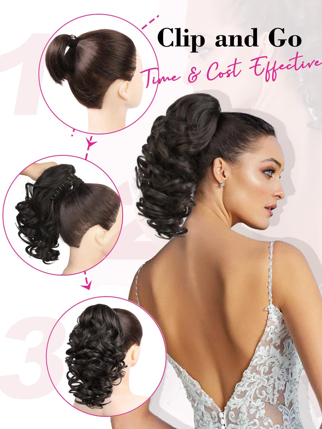 Synthetic Curly Claw Clip Ponytail Hair Extension for Women