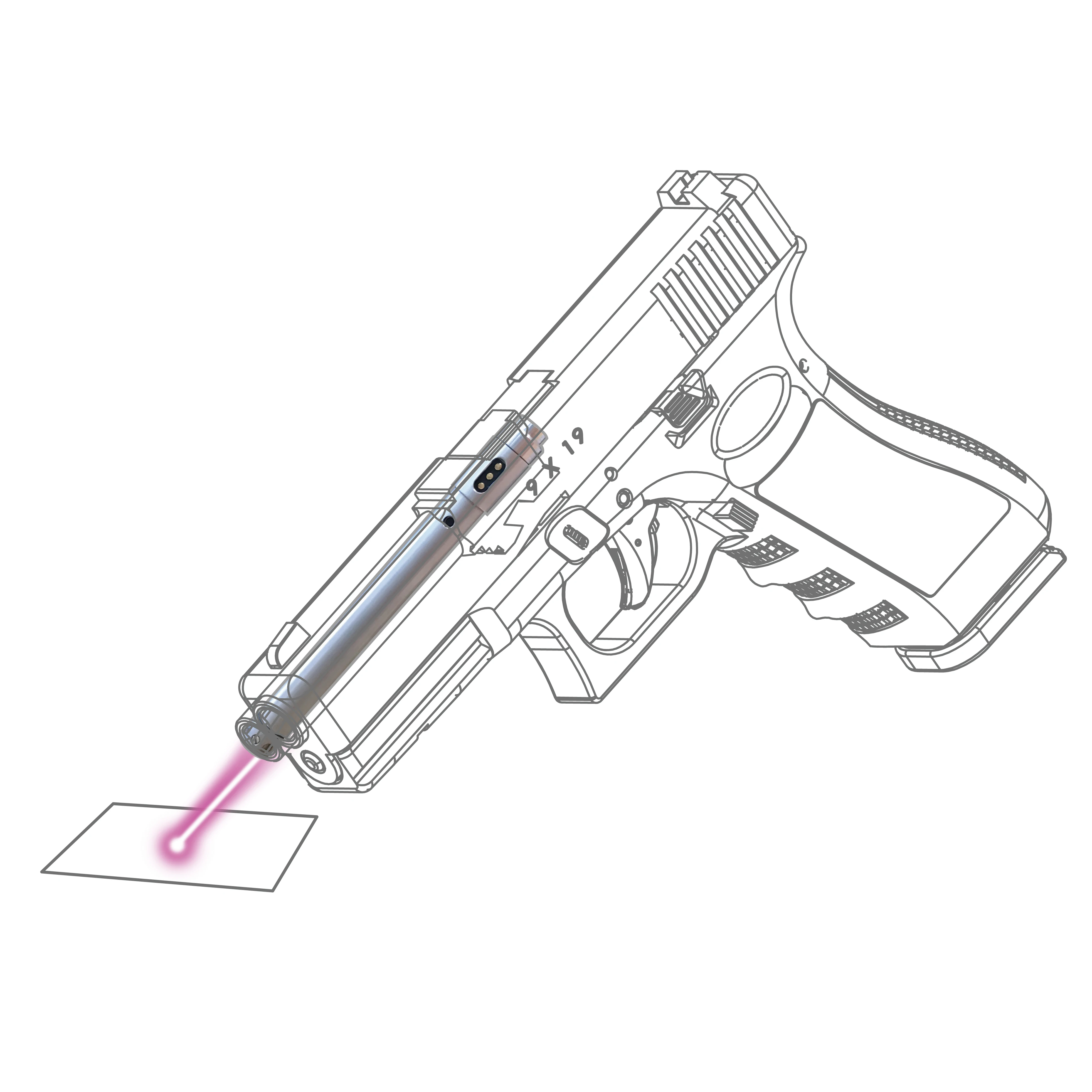SPECIAL PIE Stainless Steel 9mm Laser Tube Pistol Dry Fire Training Kit for Firearm Enhanced Practice And Accuracy