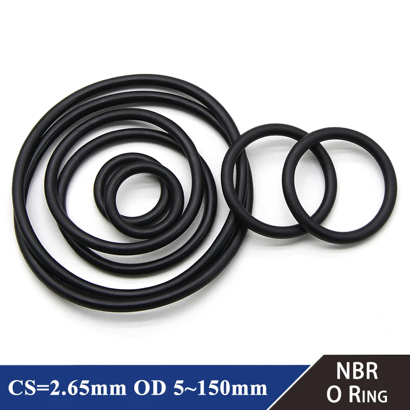 

10Pcs NBR O Ring Seal Gasket CS 2.65mm ID 5~150mm Nitrile Butadiene Rubber Spacer Oil Resistance Washer Round Shape Black