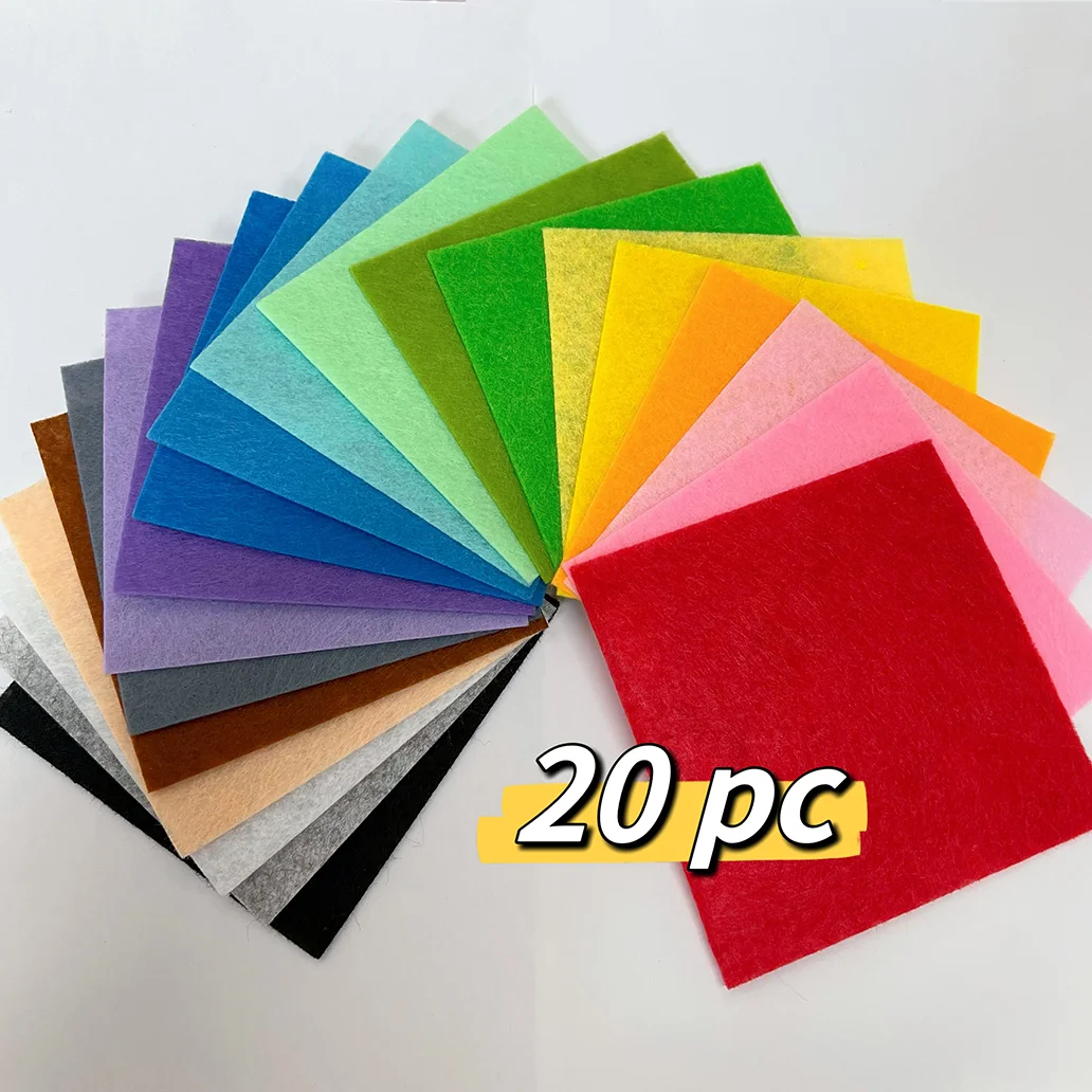 Description Picture 2 of item20/40pcs 1mm Mixed Color Non-Woven Felt Square Children's Cutting Art DIY Handmade Cloth 10/15cm For Tailoring Decorative Craft