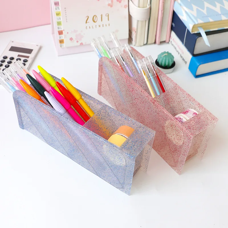 Kawaii Large Capacity Desk Pen Holder Pencil Makeup Storage Box Desktop Organizer Stand Case Office Accessories Stationery store