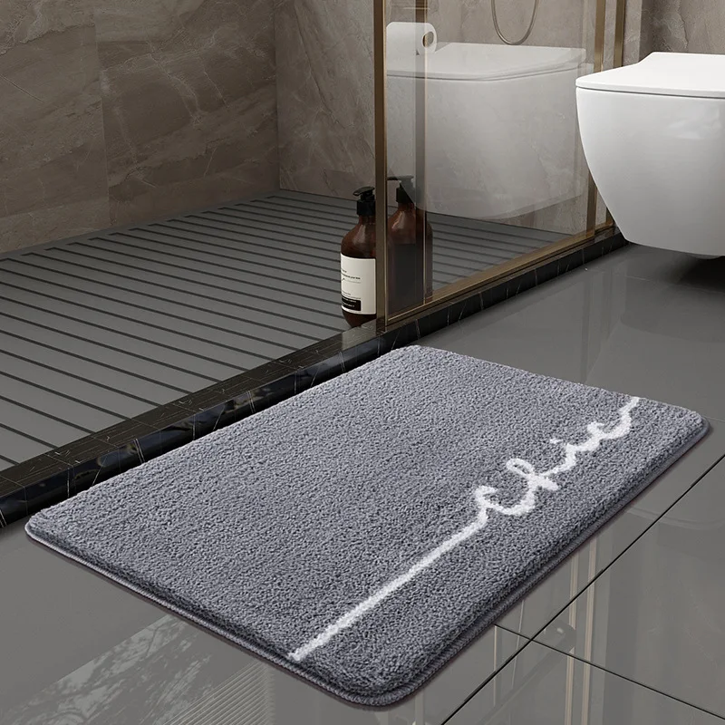 

Bathroom Doormats Modern Simple Carpet Thickened Flocking Breathable Eco-friendly Rug Water Absorption Double-sided Non-slip Mat