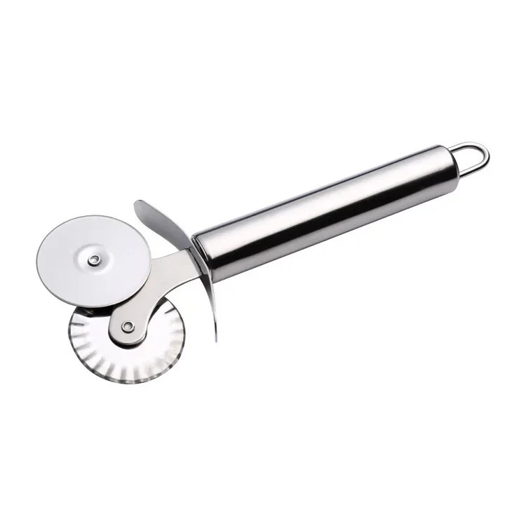 Stainless Steel Dual Wheels Pasta Cutter Maker Dough Slicer Pastry Ravioli Pizza Cutters Noodle Making Tools