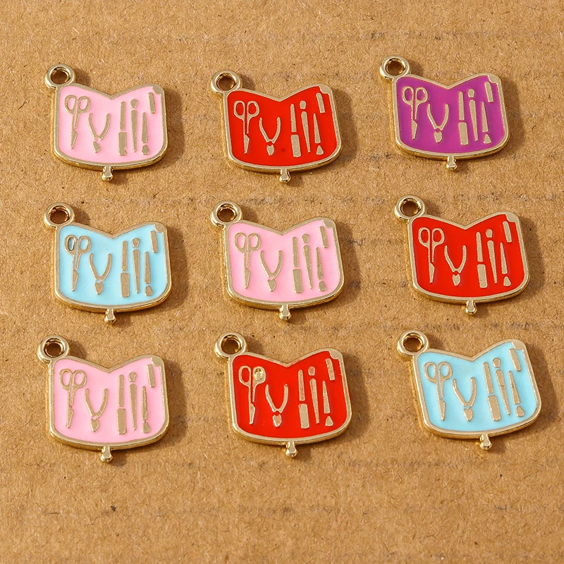 

10pcs Cute Enamel Manicure Tools Charm Pendant for Making Necklace Earrings Handmade DIY Jewelry Accessories Supplies