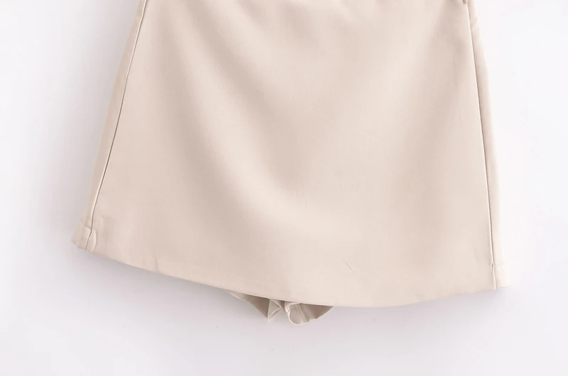 XNWMNZ 2024 Autumn New Woman's Casual Side Zipper Skirt Pants High Waist Hipster Woman Short Bottoms Ruffles Regular Fit Shorts